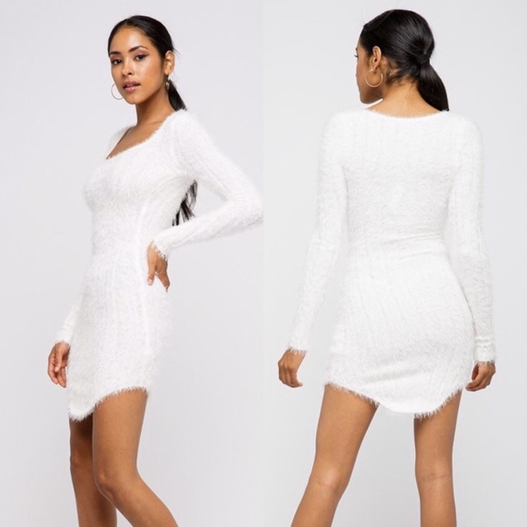 ‼️ Super Soft Fuzzy Sweater Mini Stretchy Dress - Picture 3 of 3